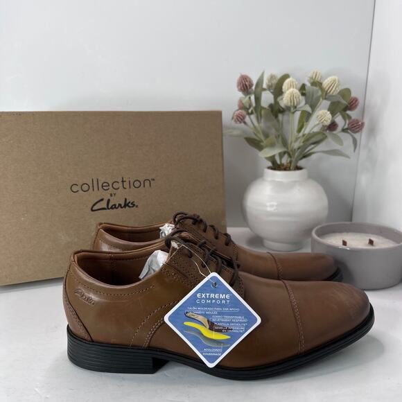 Clarks Whiddon Cap Toe Oxford Leather Shoes Dark Tan 52913 Men's US 8.5M NWD - Picture 3 of 12